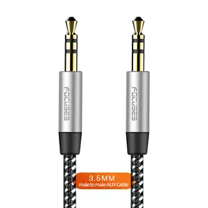 Cable auxiliar de Audio para coche, extensión OEM, 1m, 2m, 3m, nailon trenzado, enchufe dorado de 3,5mm, macho a macho, Conector de auriculares, Cable auxiliar