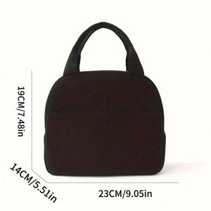 Custom Name Embroidered Corduroy <b>Thermal</b> Insulated Large Capacity Durable Lunch Tote Portable Reusable Cooler Bag for <b>Boys</b> - Product Image 6