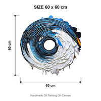 Peinture à l'huile sur toile texturée abstraite moderne bleue et blanche, 100% faite à la main, vente chaude, taille personnalisée, décoration murale intérieure