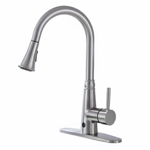 Rubinetto da Cucina Monocomando Estraibile in Nichel Spazzolato, Design Durevole ed Elegante - Product Image 1