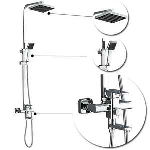 Azeta European Chrome Square <strong>Shower</strong> System Column Faucet Mixer <strong>Set</strong> Wall Mount Single Handle Bathroom Rain <strong>Bath</strong> <strong>Shower</strong> <strong>Sets</strong> - Product Image 1