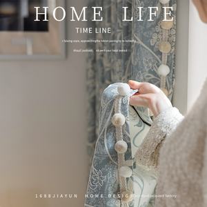 Nouveau rideau jacquard en chenille motif fleurs bleu brume 2025, luxe léger, haut de gamme, épaissi, pour <span class=keywords><strong>chambre</strong></span> à coucher, haute occultation, origine Chine - Product Image 3