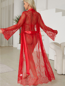 Lujoso y Sensual Conjunto de Lencería Sexy para Dormir para Mujer, Bata de Mañana con Encaje Hueco, Tentación Tallas Grandes ODM para Verano - Product Image 2