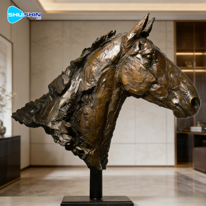 Esculturas Realistas e Imponentes de Cabeza de Caballo en Bronce Fundido con Impresión UV, Decoración Moderna para el Hogar - Product Image 2