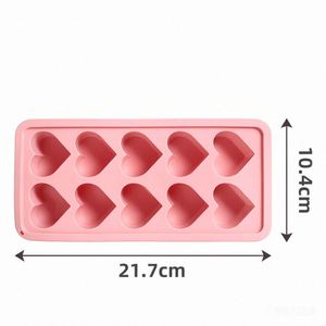 Heart Shaped <b>Silicone</b> Mold with PP Lid 10 Cavities Ice Cube Tray Candy Chocolate <b>Baking</b> Mold BPA Free Reusable Kitchen Tool - Product Image 2