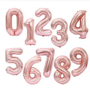 40英寸玫瑰金银色粉色蓝色黑色数字箔氦气球生日派对装饰大玫瑰金数字气球
