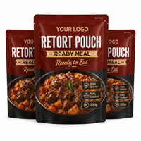 Sachet rétractable auto-chauffant à trois soudures personnalisé pour bouillon de bœuf, stérilisation à 121°C, pour feuille d'aluminium, lait, chewing-gum