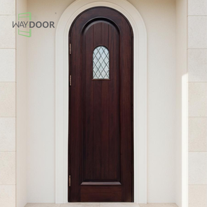 Porte d'entrée <span class=keywords><strong>en</strong></span> bois massif <span class=keywords><strong>de</strong></span> style antique français avec verre à motif diamant, <span class=keywords><strong>en</strong></span> pin et acajou, courbée, intérieure, arquée - Product Image 4