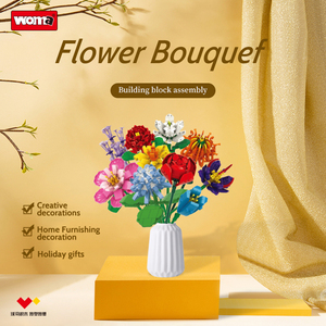 WOMA 11053 OEM ve ODM dekompresyon çocuk MOC gül DIY tuğla seti cadılar bayramı oyuncağı yapı taşları buket çiçekler - Product Image 2