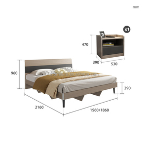Economical Commercial 3 Star Hotel <b>Bed</b> Minimalist Solid Wood <b>Bed</b> <b>Frame</b> with Low-Profile <b>Platform</b> Base & Headboard - Product Image 6