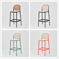 Tabourets de bar légers et luxueux à haut dossier, en rotin et plastique, pour café, bistrot, hôtel, salle à manger, comptoir de cuisine