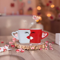 Tasse à thé en céramique 3D écologique 300ml/400ml amoureux s'embrasser conception nouveauté argile de papier magique drôle en boîte manipulée pour les fêtes