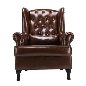 Cadeiras antigas de sala de estar, cadeiras de couro pu com asas traseiras para relaxar