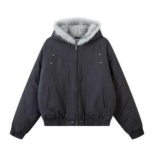 Chaqueta Bomber <span class=keywords><strong>Americana</strong></span> Retro de Estilo Montañés con Capucha de Felpa, Acolchada de Algodón, Larga, de <span class=keywords><strong>Terciopelo</strong></span>, Gruesa y Cálida para <span class=keywords><strong>Hombre</strong></span> y Mujer - Product Image 5