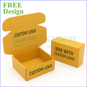 مجموعات راديو صفراء بشعار مخصص صندوق بريد مضلع لتعبئة هدايا شحن صديقة للبيئة - Product Image 1