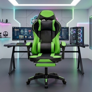 <span class=keywords><strong>Sedia</strong></span> <span class=keywords><strong>da</strong></span> <span class=keywords><strong>Gaming</strong></span> Ergonomica con Schienale Alto e Poggiapiedi, Certificata CE, per Sala Giochi - Product Image 1