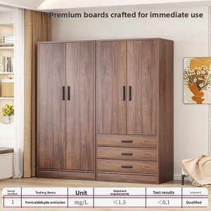 Wardrobe Modern Minimalist Style 2025 Bestseller Walnut Home <b>Bedroom</b> Small Apartment Assembly Storage Cabinet Rental Room - Product Image 4