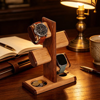Présentoir à bijoux multi-niveaux en bois, support pour montres et bracelets, organisateur d'accessoires en bois massif, rangement de bureau géométrique