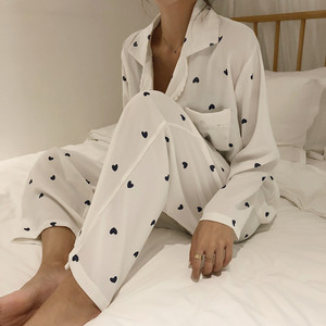 <span class=keywords><strong>Pigiama</strong></span> da Donna in Cotone alla Moda con Stampa a <span class=keywords><strong>Cuori</strong></span> Set Due Pezzi Comodo e Casual per Estate Autunno e Primavera - Product Image 2