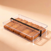 Boîte de rangement rectangulaire transparente en plastique pour tiramisu et sandwichs, emballage alimentaire recyclable en PS pour usage domestique et commercial, stockage de bonbons
