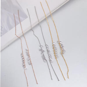 Корейский стиль 925 стерлингового серебра серьги для женщин ювелирные изделия с длинной бахромой циркон серьги-гвоздики покрытые золотом - Product Image 4