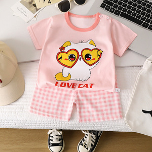 Set Estivo per Bambini e Bambine: T-Shirt a Maniche Corte e Pantaloncini in Puro Cotone con Motivi Animali/Cartoni Animati/Righe - Product Image 5