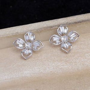 Boucle d'oreille compacte en argent S925 avec support vide 8-10mm JG5969 Accessoires DIY pour bijoux en perles Perles en vrac - Product Image 4