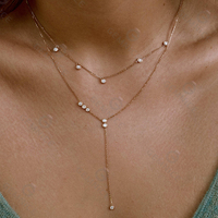 Gemnel mujeres 925 Plata gota cadena colgante encanto Cz colgante collar