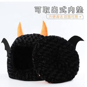 Cama para Gatos con Forma de Diablo de Halloween, Ecológica, 100% Algodón, para las Cuatro Estaciones, Cerrada, Cálida, Acogedora y Segura - Product Image 6
