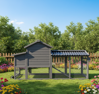 Poulailler de luxe moderne multi-niveaux en bois anti-évasion avec imprimé tendance pour poulets et volailles, idéal pour l'extérieur