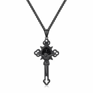 High Quality Stainless Steel Engraved Jesus Religious Charm <b>Necklace</b> Personalized <b>Crucifix</b> Cross Vintage Heart 18K <b>Gold</b> Unisex - Product Image 4