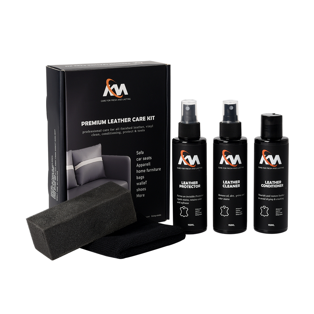 KM leather care supplies sofa leather cleaning and care set premium leather care kit