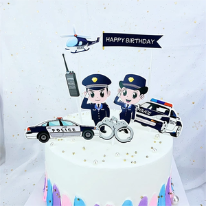 Polizeibeamter Geburtstagstorte Topper Offizier Polizeiauto zum Thema Party-Dekorationen für Jungen Baby-Babyparty Geburtstag Party-Dekoration - Product Image 5