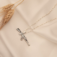 Collier pistolet mitraillette pendentif chaîne lien amant Kalachnikov pendentif cadeau pour lui fait à la main bijoux en gros