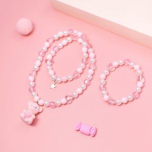 Gioielli Carini per Bambine Collana Braccialetto con Ciondolo a Forma di Orsetto, Gioielli per Travestimenti da Principessa Regalo per Bambine - Product Image 1