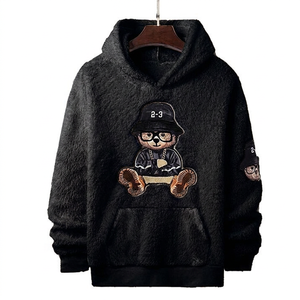 Sweat-shirt à capuche personnalisé de haute qualité pour homme, broderie ours, poche, mode hiver, écologique, coupe-vent, vente en gros - Product Image 5