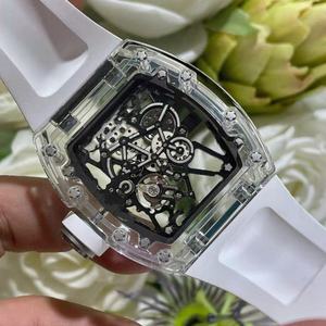 Nuevo Reloj Esqueleto Tonneau 3502 de Cristal de Zafiro Completo 2026 para Hombre, Reloj Mecánico Transparente de Lujo con Correa de Goma Blanca - Product Image 4