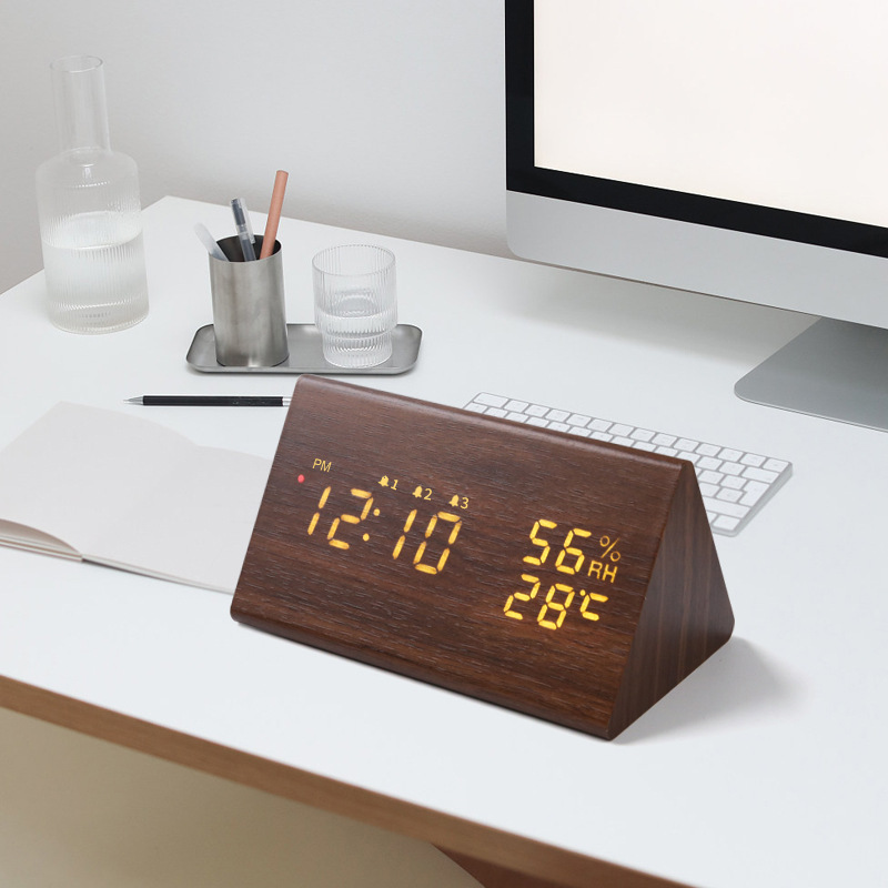 Brown wood with white lettering - Japanese radio (triangle)