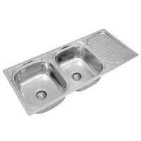 Éviers de cuisine en acier inoxydable SUS201 à double bac, série Plate Basin, prix de gros usine - Fregaderos De Cocina 11048