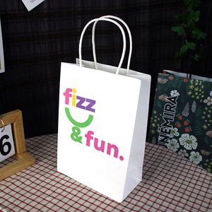 Bolsas de Papel Kraft Reciclado Ecológicas con Logotipo Impreso, Color Marrón y Blanco, con Asas, para Alimentos, Regalos y Compras - Product Image 6