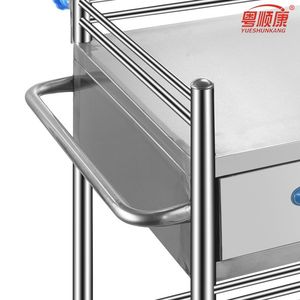 Yuekang Medical Infusion Cart Stainless Steel Double Layer Mobile IV Bottle <b>Trolley</b> With Bucket Holder Hospital Use - Product Image 4