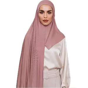 Newest Soft Cotton Jersey Double Loop Instant Hijab Muslim Headwrap Islamic Headscarf Scarf