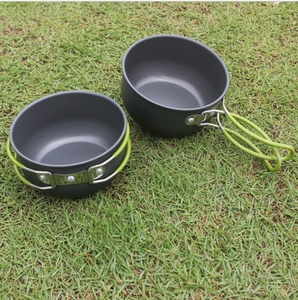 Outdoor travel camping home use <b>Black</b> aluminum folding bowl with handles with Drawing <b>string</b> Mesh bag portable - Product Image 2