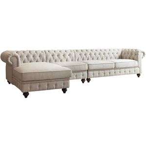 เชสเตอร์ฟิลด์5ที่นั่ง Tufted โซฟาโรงงานห้องนั่งเล่นที่กำหนดเองเต็มชุดมุม L - Product Image 1