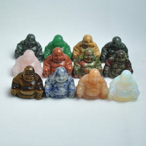 Natural Crystal Gemstone Carving Buddha for Decoration Crystals Healing <strong>Stones</strong> Mini Lauging Buddha - Product Image 2