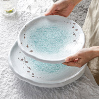 Ensemble d'assiettes rondes en mélamine 10" 12" en plastique de qualité alimentaire, grand plat de service, assiette à pizza, assiette à steak, plateau empilable pour restaurant