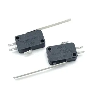 Black KW7-0 3-pin micro switch travel limit switch with ultra long lever 1NO 1NC 16a 250vac t125