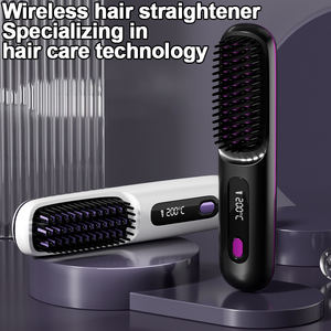 2 en 1 recargable tipo C eléctrico de cerámica de iones negativos inalámbrico Mini portátil eléctrico alisador de pelo caliente peine - Product Image 3