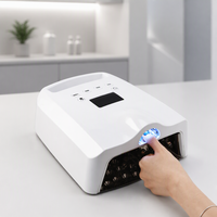 Lampe à ongles UV LED professionnelle 128W à quartz, séchoir à gel haute puissance pour usage en salon avec 6 LED pour le dos des mains, minuterie LCD et base pour pédicure
