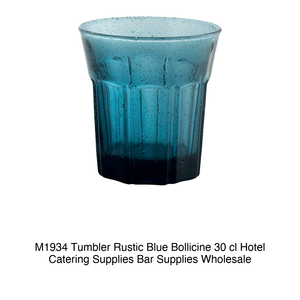 Vaso de Vidrio Azul Rústico con Burbujas, 30 cl, M1934, Altura 10 cm, Diámetro 9.5 cm - Product Image 2